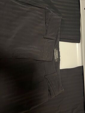 TRIBAL Black Striped Pull-On Dress Pants